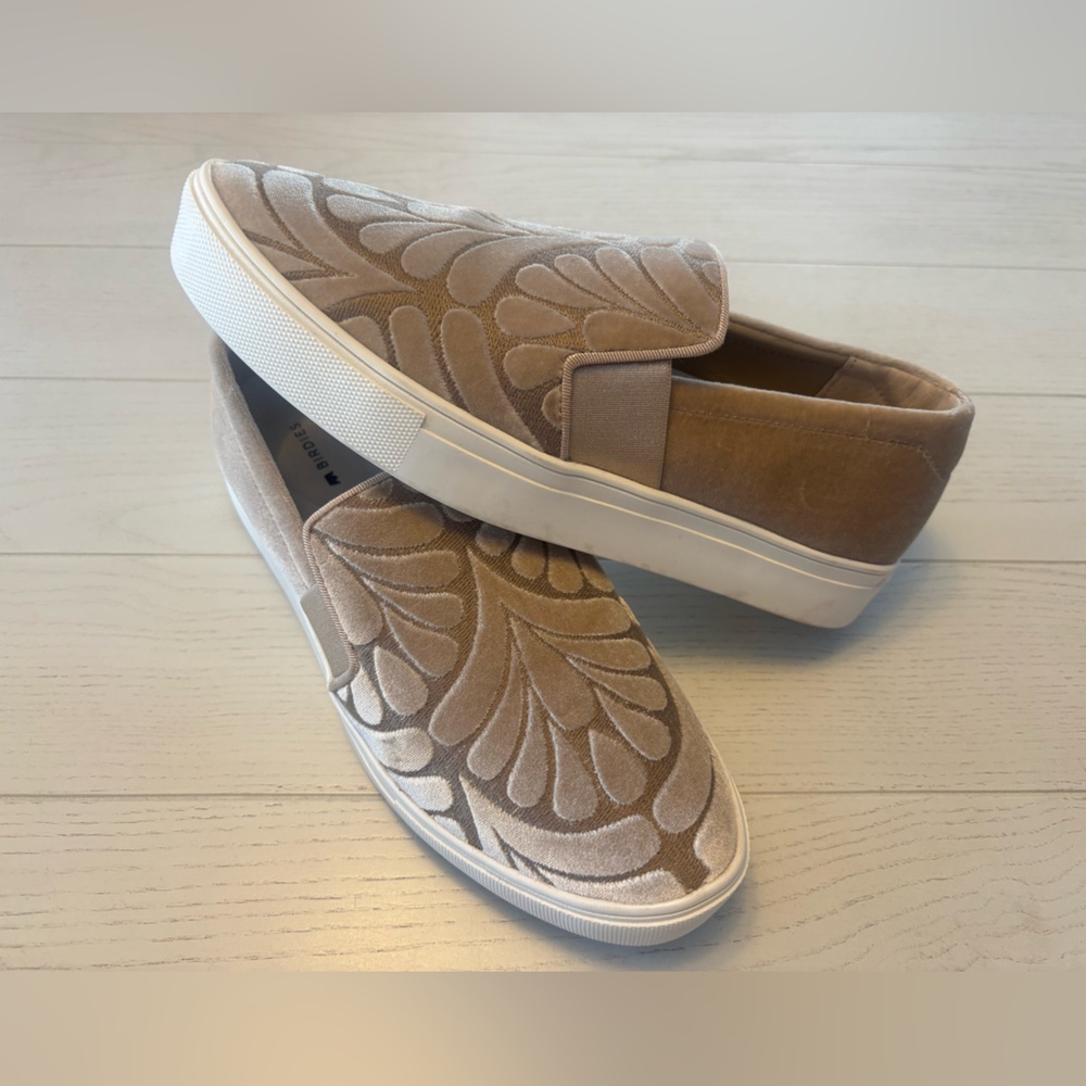 Birdies Beige Velvet Slip-On Sneakers